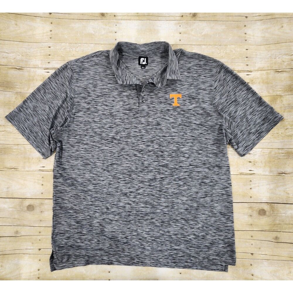 FootJoy Tennessee Volunteers Vols Logo Golf Polo Mens 2XL Gray Stretch Shirt